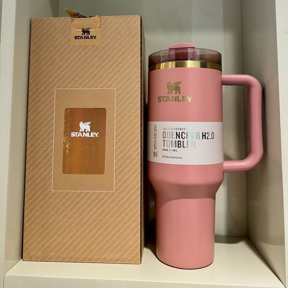 Stanley 40oz antique Pink Travel gold flowstate handle Mug tumbler cup cold - Picture 3 of 3